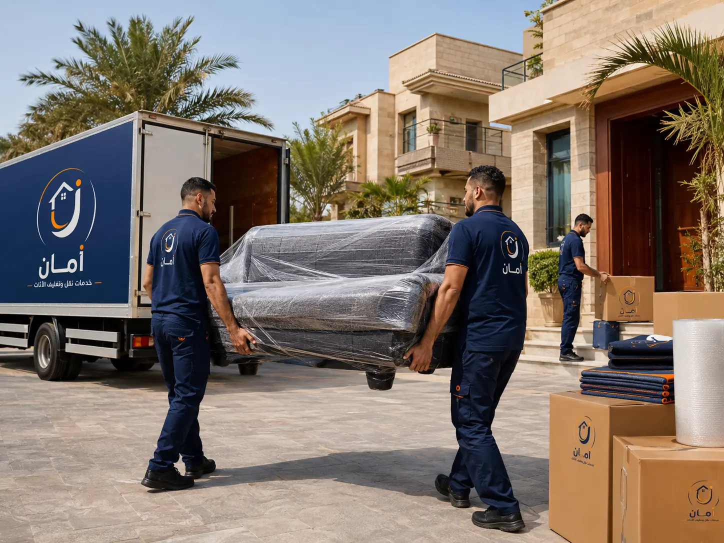 فريق أمان أثناء تجهيز الأثاث للنقل في 6 أكتوبر