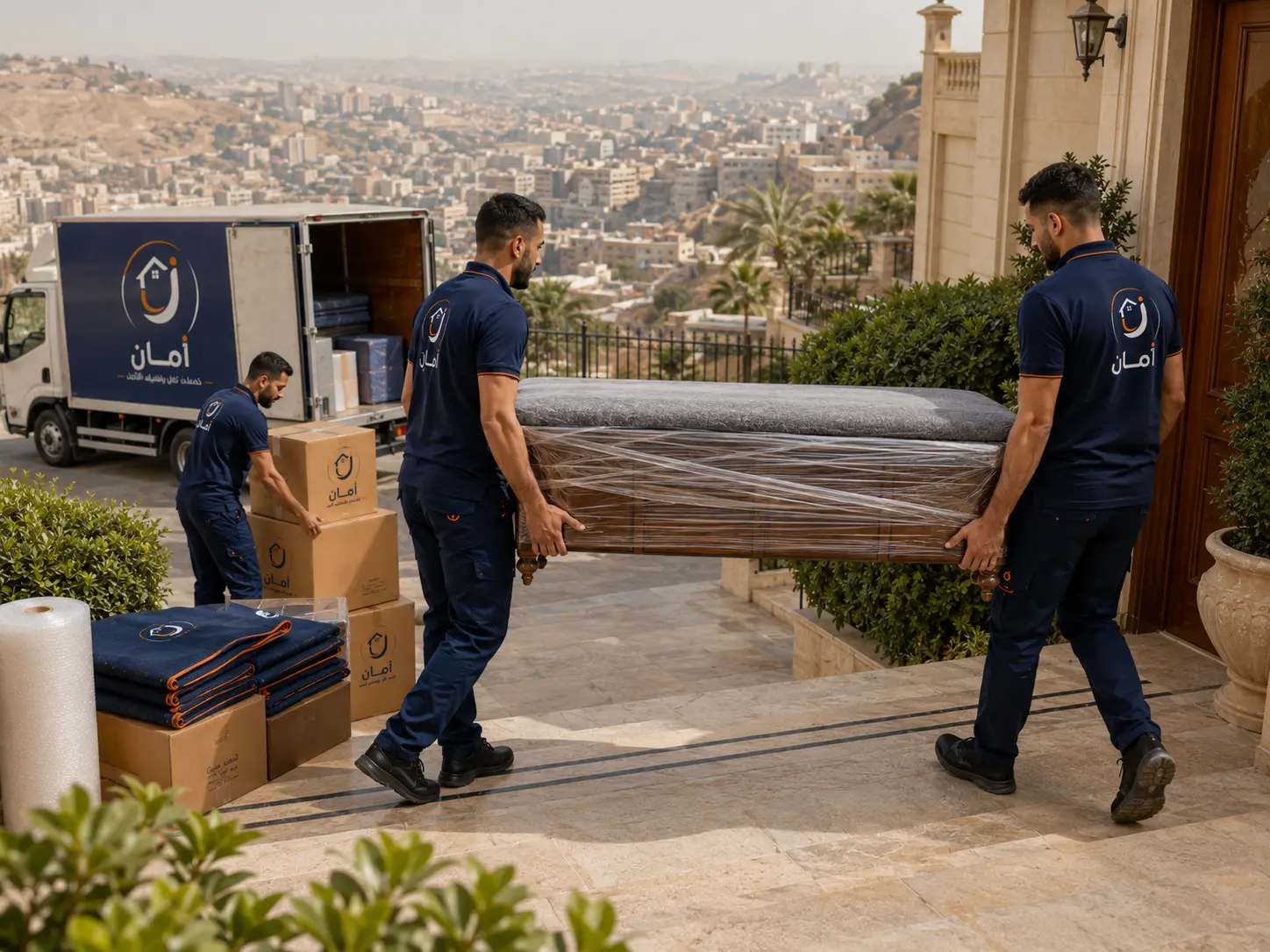 فريق أمان أثناء تجهيز الأثاث للنقل في المقطم