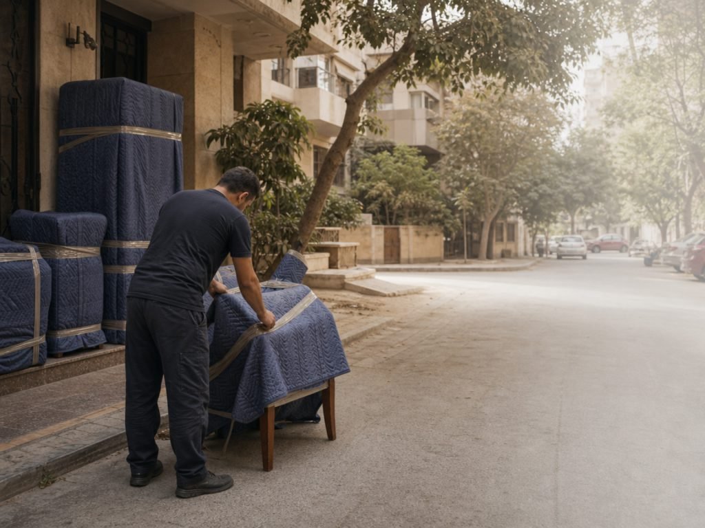 فريق أمان أثناء تجهيز الأثاث للنقل في العجوزة