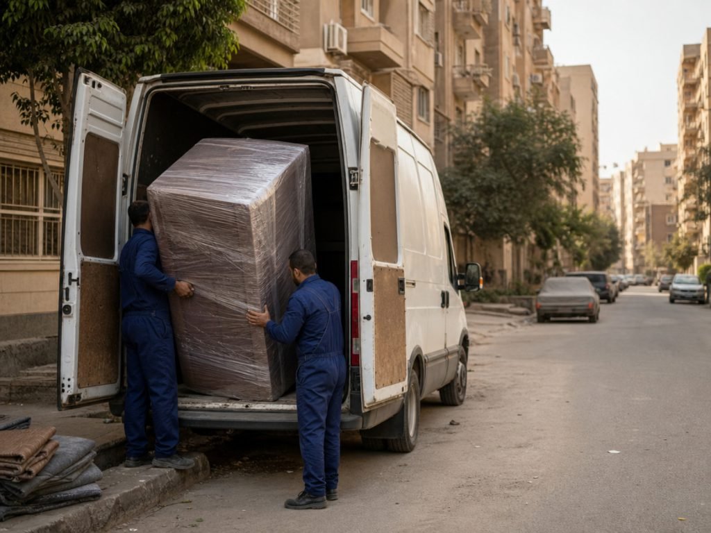 فريق أمان أثناء تجهيز الأثاث للنقل في الهرم
